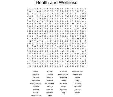 Health Word Search Puzzles Printable Word Search Printable
