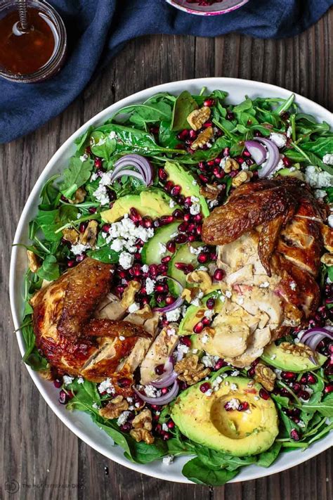 Place arugula, grilled mushrooms and cheese in a large bowl. Chicken Arugula Salad with Fresh Ginger Pomegranate ...