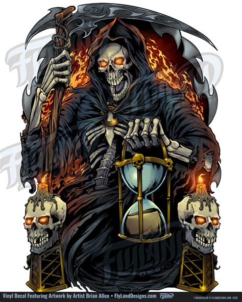 Grim Reaper With Hourglass Vinyl Decal Flyland Designs Freelance