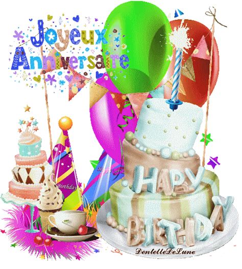 gif scintillant happy birthday joyeux anniversaire enfant gâteau ballon les gifs animés