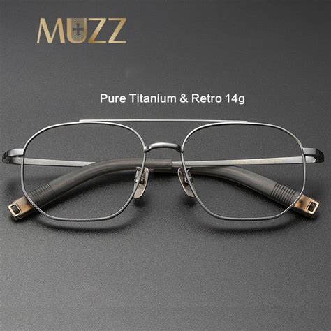 muzz unisex full rim square double bridge titanium frame eyeglasses 07518 stylish glasses for