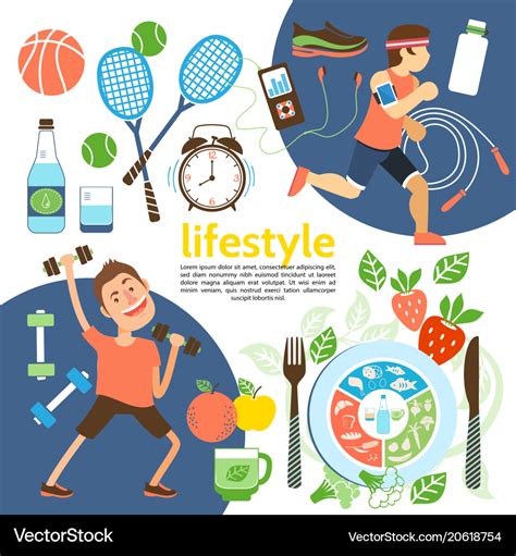 Flat Healthy Lifestyle Poster Royalty Free Vector Image