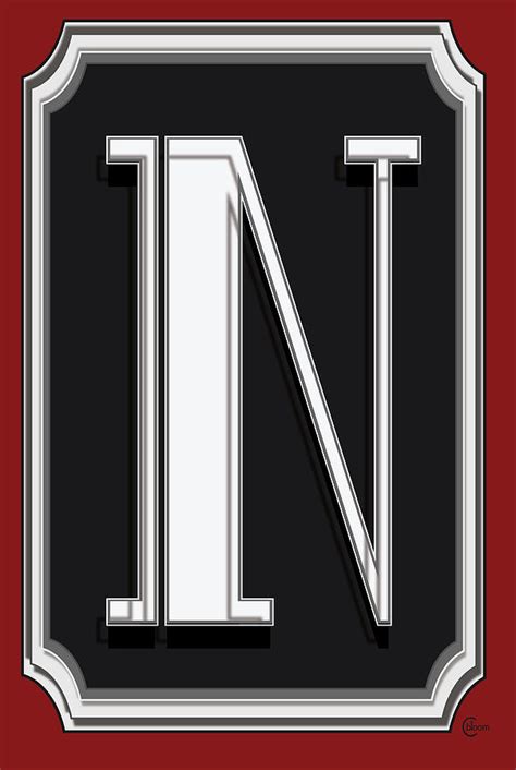 Cafe Marquee Monogram Bold Initial N Digital Art By Cecely Bloom