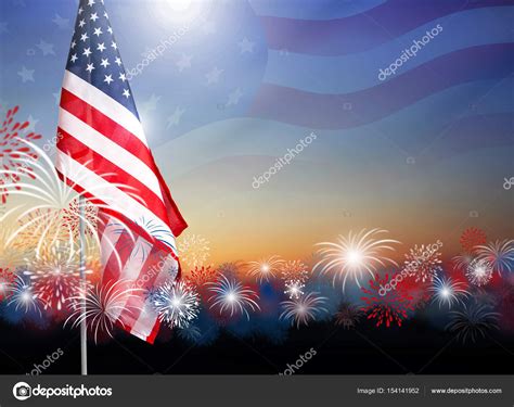 American Flag Fireworks Fireworks Background For Th Of July Independense Day With American