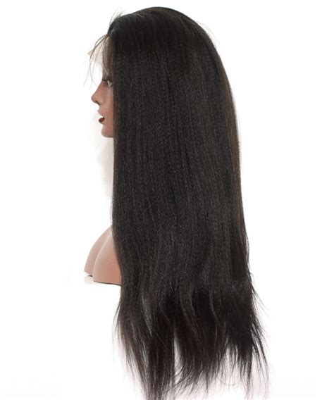 Full Lace Human Hair Wigs Light Yaki Straight 120 Density Lace Wigs 22