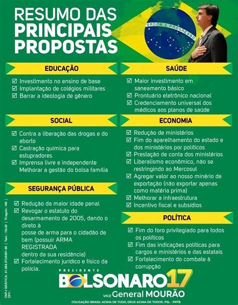 Conheça As Principais Propostas De Bolsonaro Amargosanews