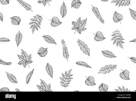 Seamless Pattern With Leaves Vector Floral Background Stock Vector