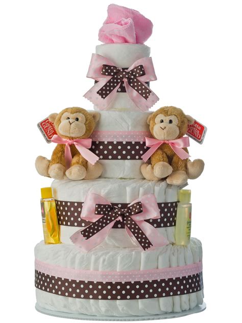 We keep it verysimple to bring great celebration they'll always remember. Twin Girls 4 Tier Diaper Cake | Baby Shower Diaper Cakes ...