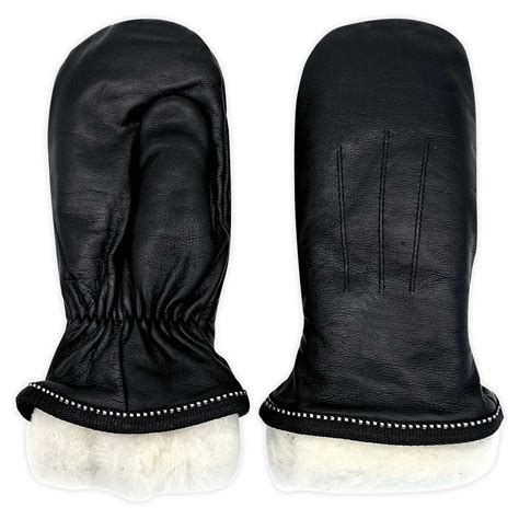 Warm And Comfortable Sheepskin Lined Leather Mittens For Men And Women