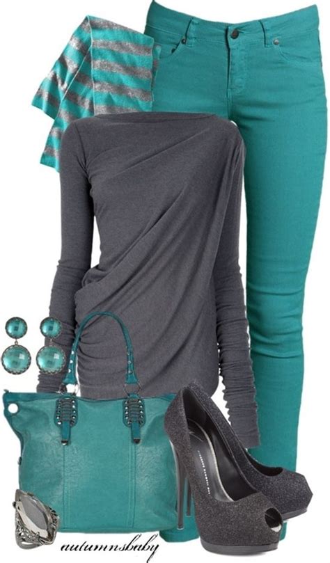 turquoise charcoal luv the color combo click image to find more women s fashion pinterest