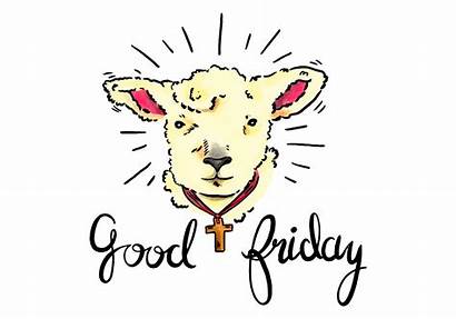 Friday Watercolor Vector Illustration Lamb Christian Cross