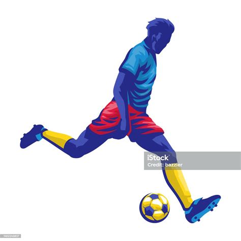 Football Player Shooting The Ball Stock Illustration Download Image