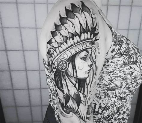 Native American Girl Tattoo By Jakub Kowalski Art Photo 27180