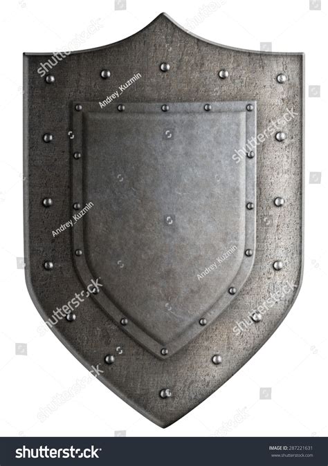 Big Medieval Coat Of Arms Metal Shield Isolated Stock Photo 287221631