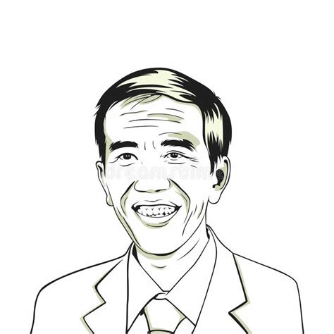 Joko Widodo Jokowi Presidente Indonésio Linha Art Vetora Drawing