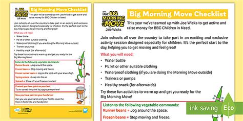 Free Joe Wicks Big Morning Move Preparation Checklist