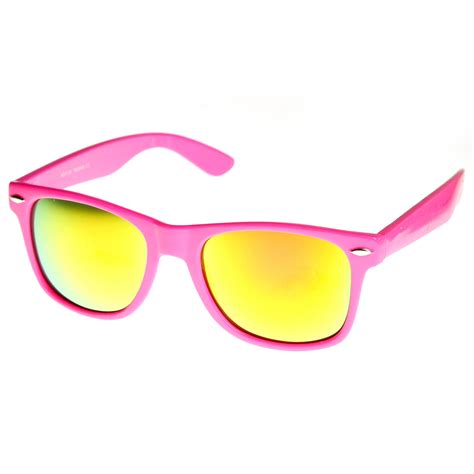 Retro Bright Horn Rimmed Sunglasses With Colorful Mirrored Lenses Uv Sunglass La