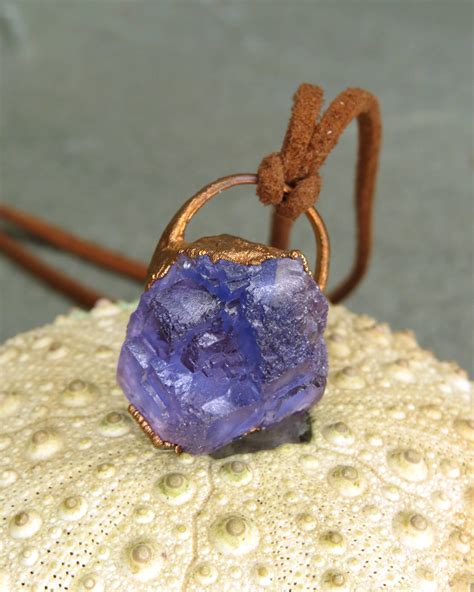 Blue Fluorite Necklace Crystal Pendant Simple Fluorite Etsy