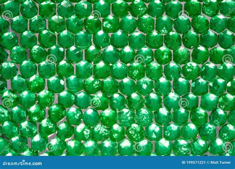 Close Up Of Translucent Green Crystals Green Beads Glittering And