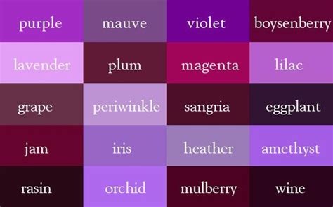 Different Shades Of Purple Purple Colour Shades Purple Color
