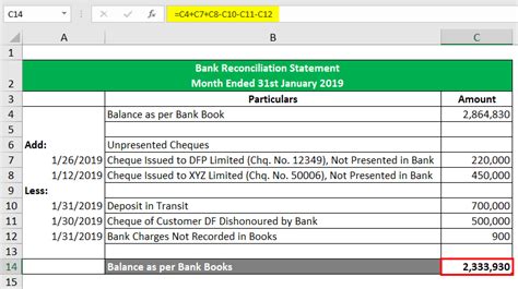 This helps you catch potential errors and improve the accuracy of your. Bank Reconciliation Formula | Examples with Excel Template