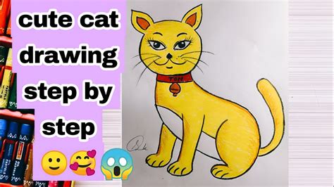 Cute Cat Drawing For Kids Cat Drawing Easy Step By Step Youtube