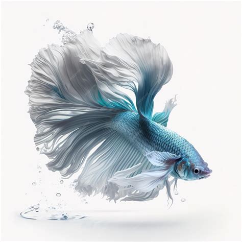 Premium Photo Elegant Beta Fish That Jumps By Splashing On A White
