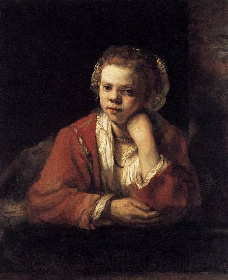 Girl At A Window Rembrandt Peale Oljemålningarramarspegel 85217
