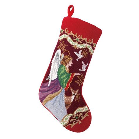 Angel Needlepoint Stocking | Needlepoint christmas stockings