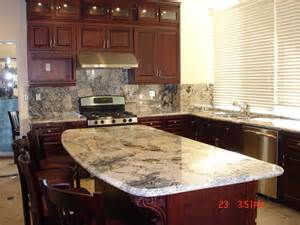 There are many quartz countertops that would work with cherry cabinets, and they are certainly my preference at this point! Cherry Cabinets with Granite Countertops and Island - Yelp