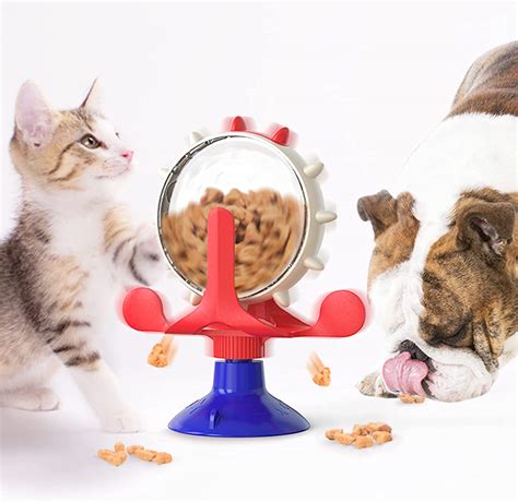 Istbean Cat Treat Dispenser Toy360° Rotating Windmill Interactive Slow