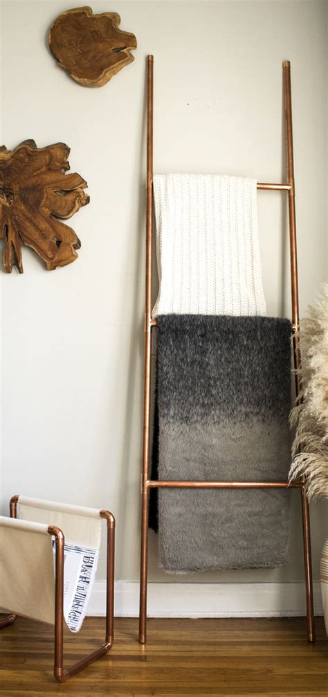This is the perfect project for beginners! DIY COPPER HOME DECOR // DIY LADDER + MAGAZINE RACK -- Learn how to make a Blanket Ladder and ...