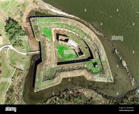 Aerial View Of Fort Pike National Historic Monument Brick Fort And