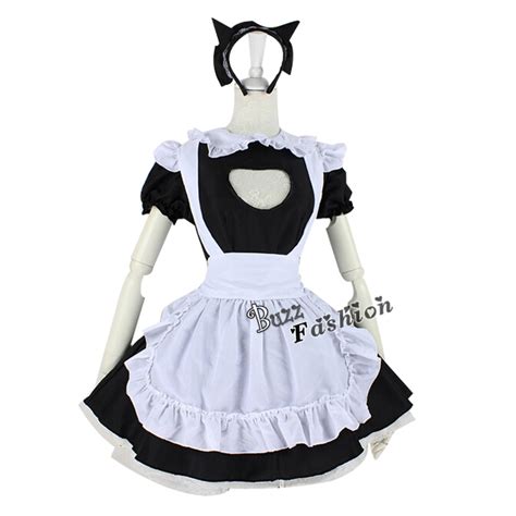 Lolita Maid Apron Dress Girl Black Mixed White Anime