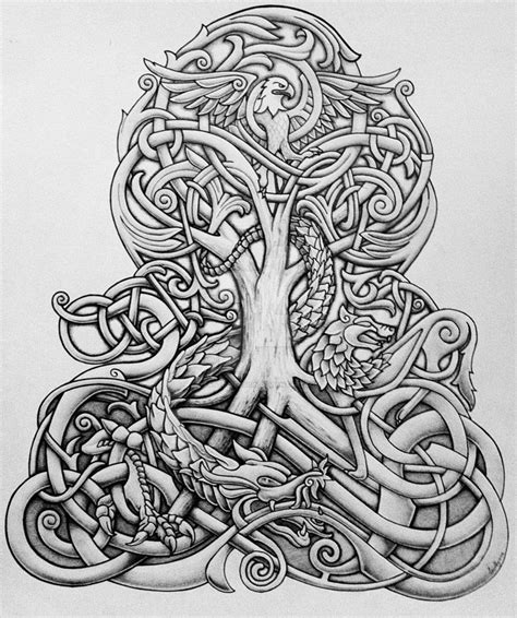 Yggdrasil And Dragon By Tattoo Design On Deviantart Tattoo Life Tree