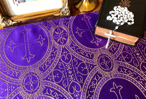 Advent Altar Cloth Catholic Christian Home Purple Metallicgold Etsy Uk