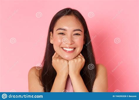 Beauty Fashion And Lifestyle Concept Close Up Of Gorgeous Happy Asian