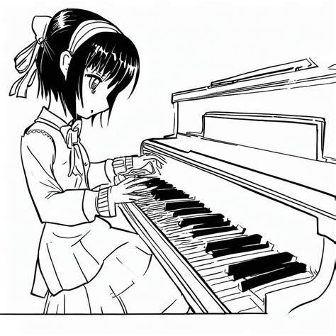 Anime Girl Is Playing Piano Coloring Page Download Print Or Color