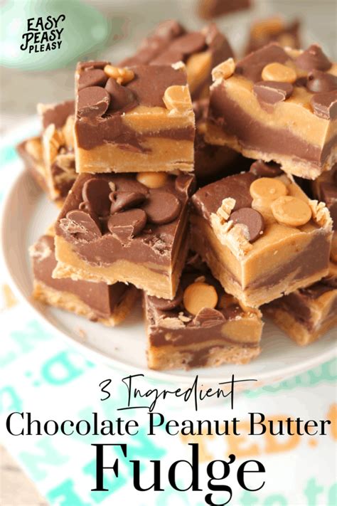 3 Ingredient Chocolate Peanut Butter Fudge Easy Peasy Pleasy