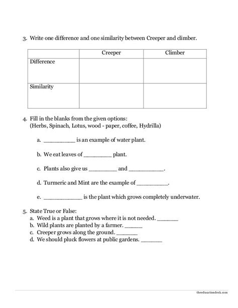 Free math minutes, weekly math skills practice, and reading with math word problems. Environmental Science (EVS) : Plants Worksheet (Class II) | Special needs students, Science ...