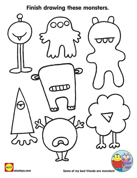 Identify 15 different creatures in these animal coloring sheets. Monster Mash Free Printables - AlexBrands.com | Monster ...