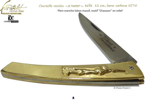Le ressort de chaque greffoir est finement ciselé à la main. Couteau Le THIERS par Coursolle avec motif chasseur ou ...