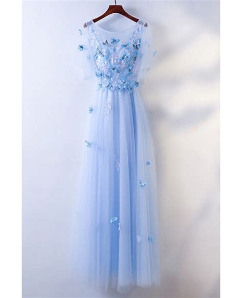 cute blue flowy long cheap prom dress with butterflies myx18091 butterfly prom