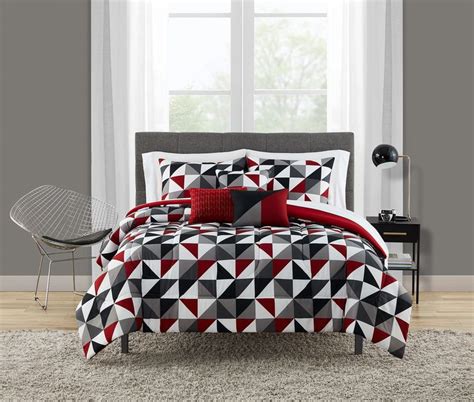 Mainstays Reversible Geometric Triangles 8 Piece Bed In A Bag Bedding