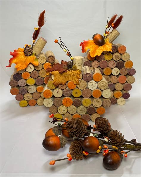 Cork Pumpkin Set Wine Fall Thanksgiving Eco Friendly T Etsy Uk