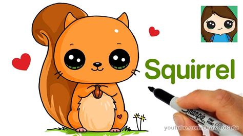 How To Draw A Squirrel Easy Kawaii Girl Drawings Cute Animal