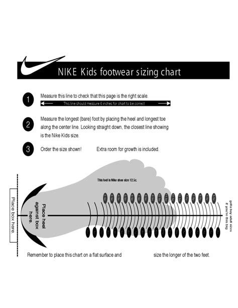 Nike Kids Footwear Sizing Chart Free Download