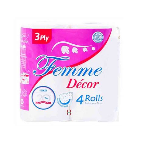 Femme Décor Bathroom Tissue 3ply 4 Rolls All Day Supermarket