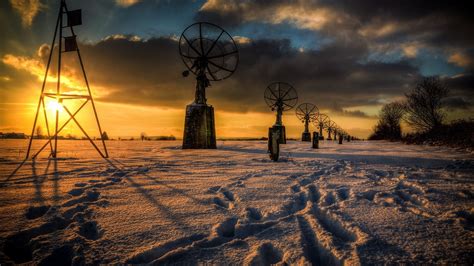Nature Landscape Antenna Clouds Satellite Technology Hdr Winter