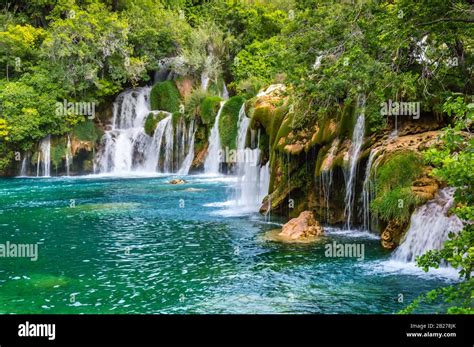 Beautiful Krka Waterfalls In Krka National Park Croatia Skradinski